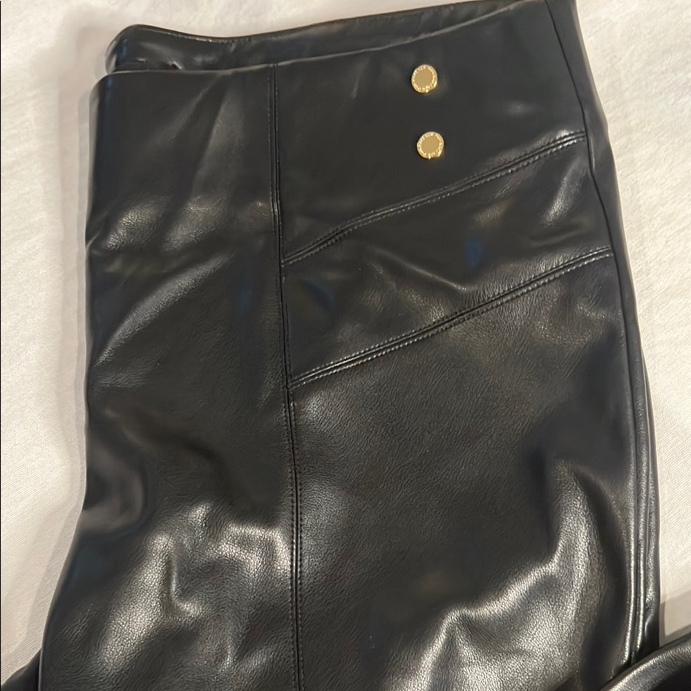 NWT-Marc New York Black Straight Leg Faux Leather  Pants - Picture 2 of 10